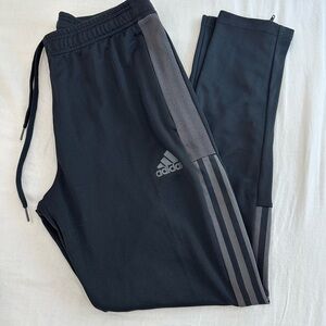 Adidas Men’s Black w. Gray Logo and classic three strips Joggers